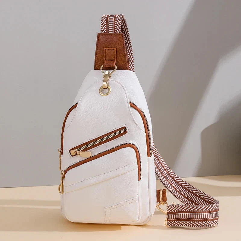 Sac banane noir élégant en cuir PU pour femme, bandoulière ajustable, style vintage