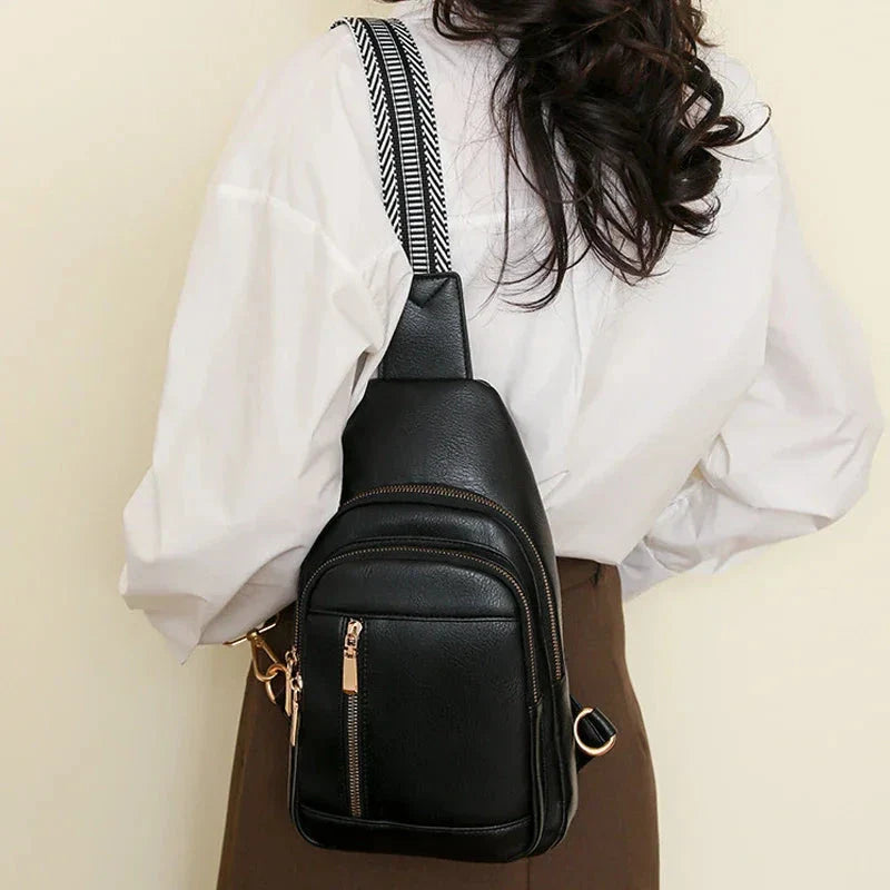 Sac banane Pauline en cuir PU marron foncé, style vintage pour femme, idéal pour les sorties urbaines