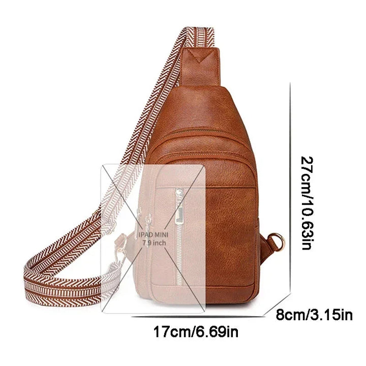 Sac banane femme Pauline porté en bandoulière, en cuir PU, couleur beige, look décontracté-chic