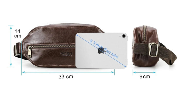 Accessoire de mode: sac banane pour hommes en cuir véritable, offrant un look rétro et pratique.