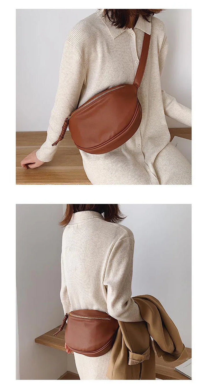 Sac XL femme en similicuir, style banane urbain, très pratique comme sac à main quotidien.