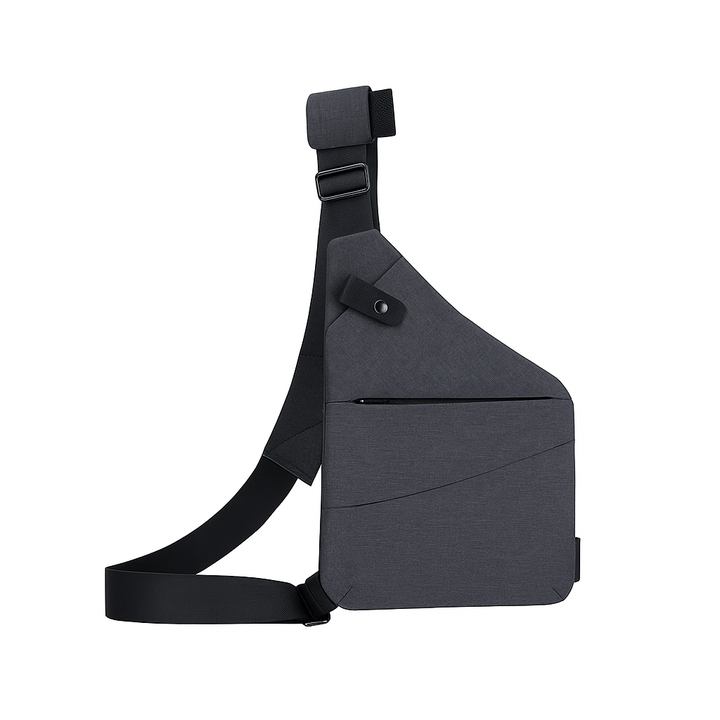 Sac à bandoulière antivol unisexe pour voyage et quotidien, vue frontale, design urbain discret.