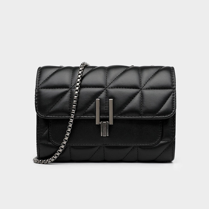 Sac bandoulière carré noir mat en simili cuir pour femme, style élégant et moderne