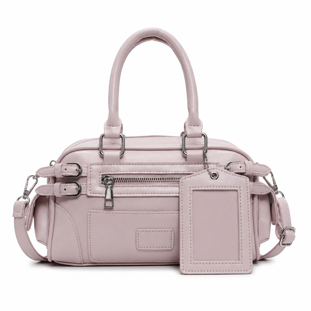 Petit sac à main bandoulière rose, similicuir chic, accessoire femme élégant et pratique pour la mode.