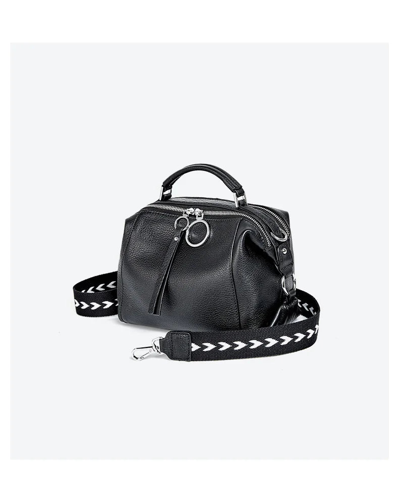 Sac à bandoulière en cuir véritable de haute qualité, chic et durable pour femme.