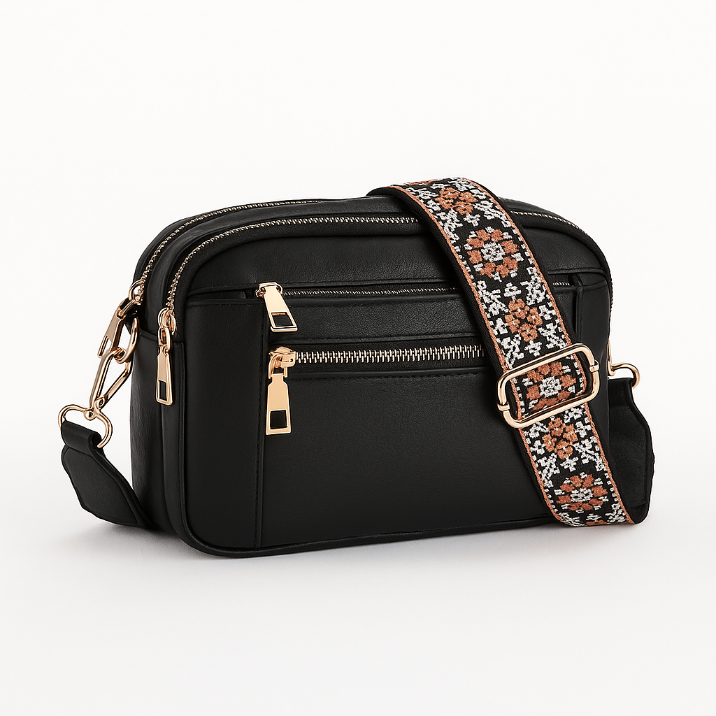 Sac à bandoulière brun élégant, style bohème vintage. Accessoire chic et moderne pour femme, idéal au quotidien.
