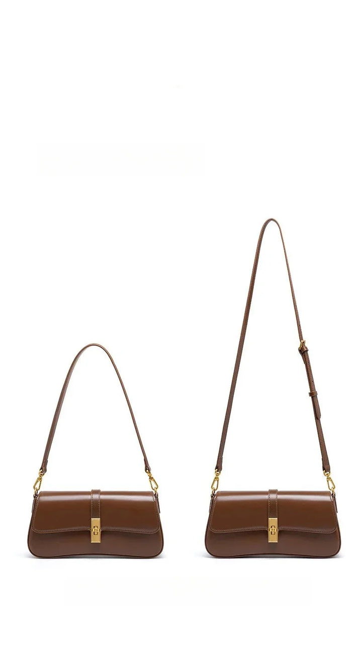 Sac quotidien polyvalent en cuir marron pour femme, style bandoulière, parfait pour toute occasion.