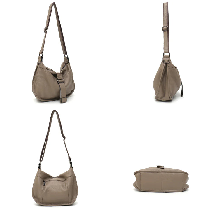 Accessoire sac bandoulière élégant pour femme, en similicuir bleu marine, grand format, tendance et pratique.