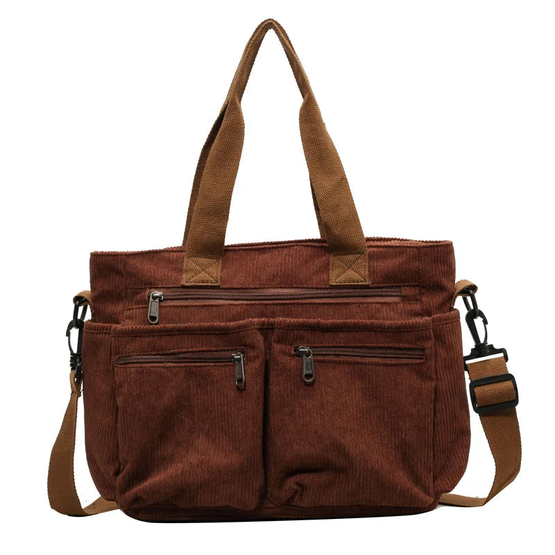 Sac femme en velours côtelé, style bandoulière. Sac à main pratique et élégant pour toutes occasions.
