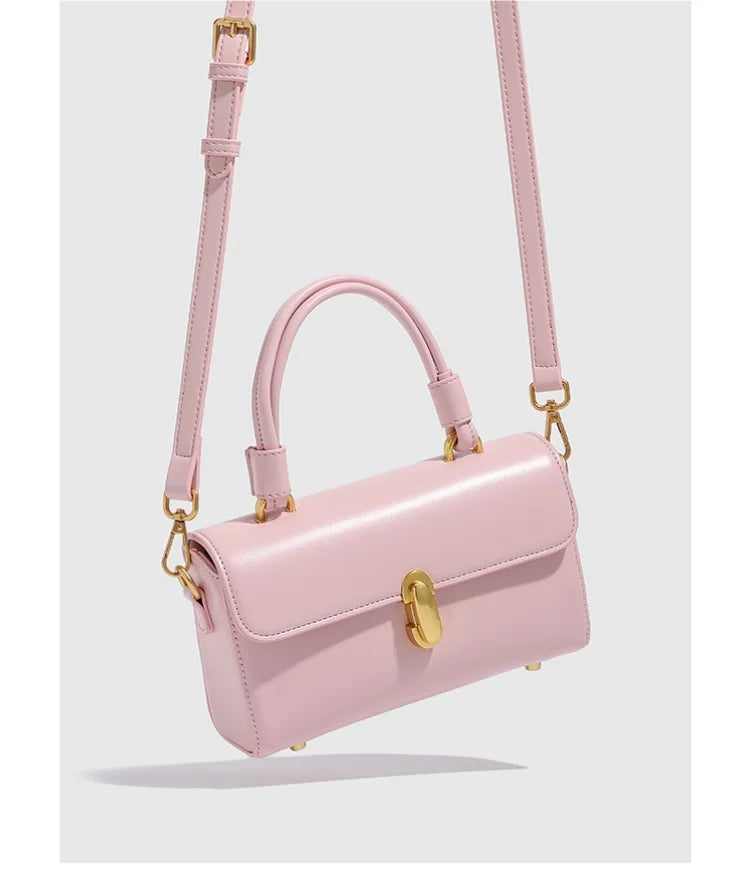 Sac bandoulière femme élégant rose en similicuir, petit, polyvalent, porté épaule