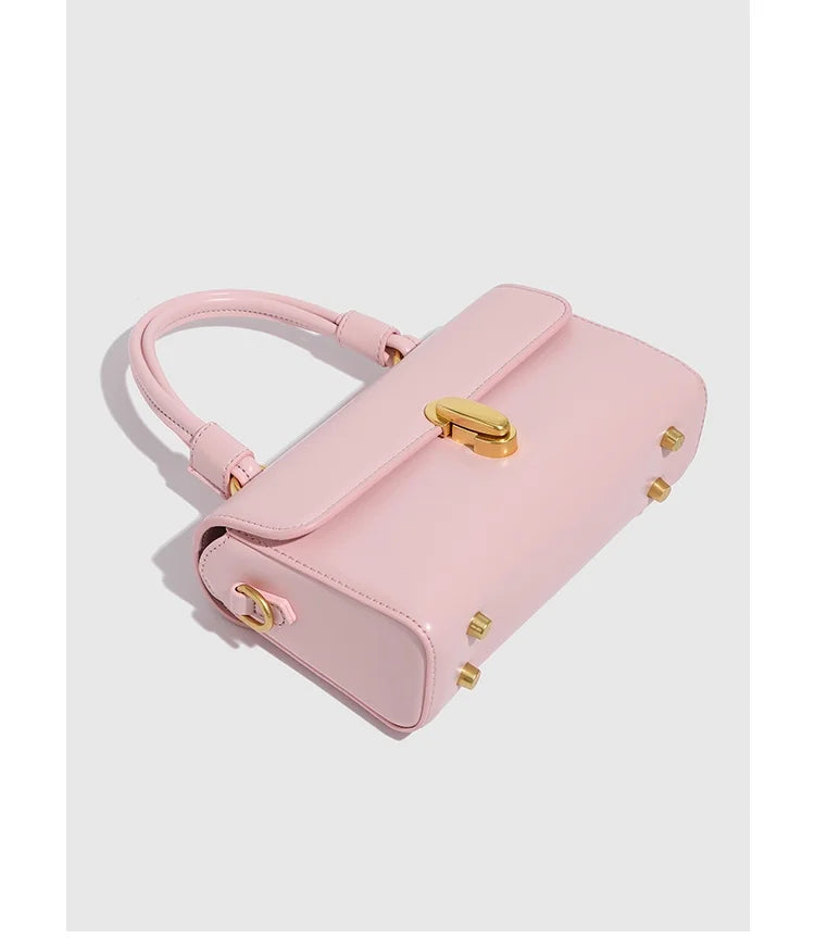 Petit sac à main rose en similicuir pour femme, accessoire mode chic et polyvalent