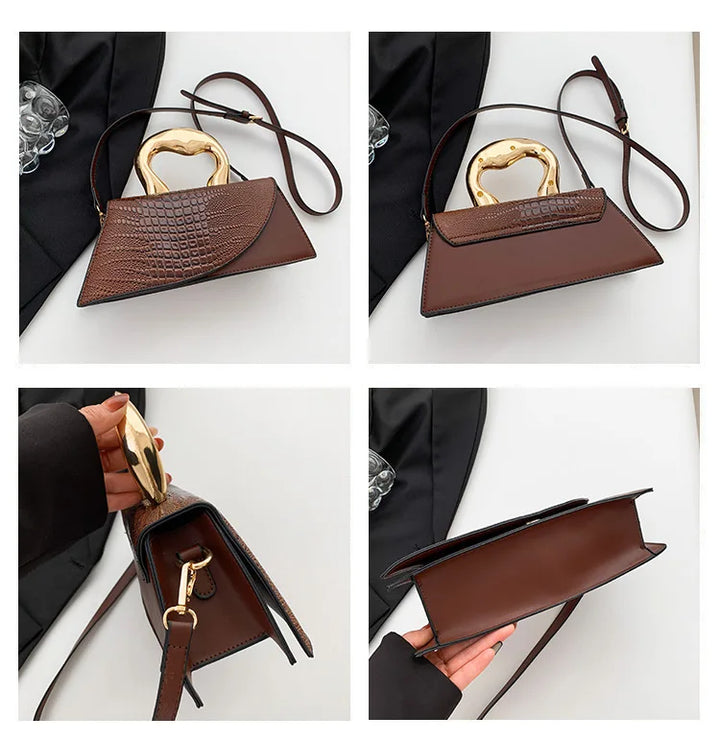 Intérieur spacieux d'un sac bandoulière femme effet croco, idéal pour essentiel