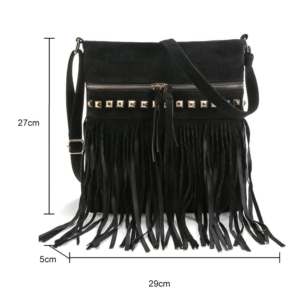 Sac à main bandoulière vintage pour femme, motif franges, idéal pour un look bohème chic