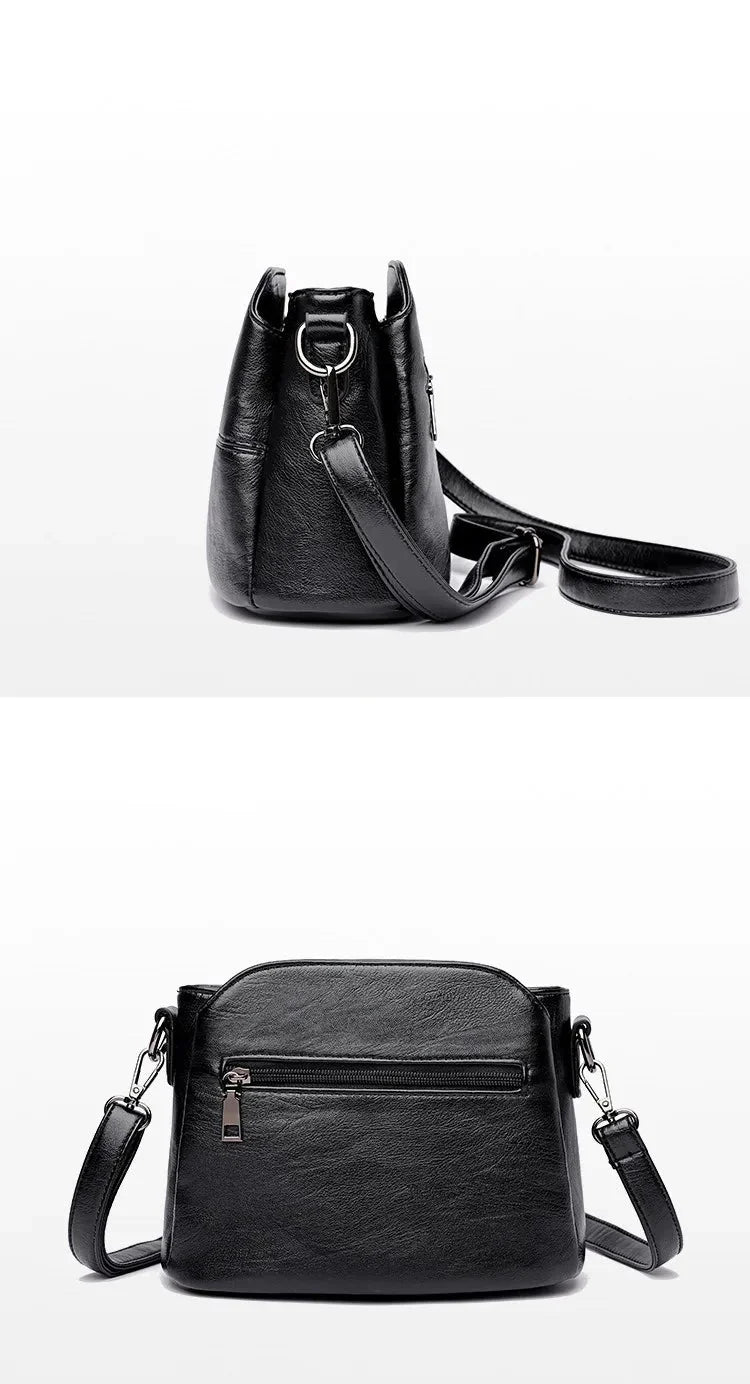 Élégant sac bandoulière noir pour femme, accessoire de mode féminine en similicuir, alliant style et fonction.