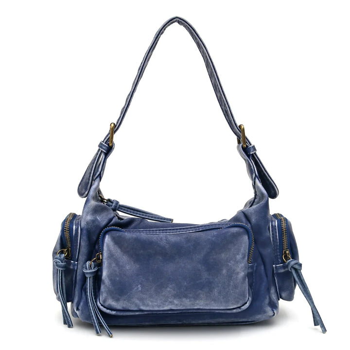 Sac bandoulière femme effet délavé, très chic. Le sac idéal pour compléter votre look rétro.