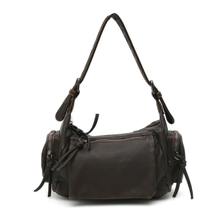 Sac femme vintage effet délavé, porté épaule ou croisé. Un style décontracté et chic.