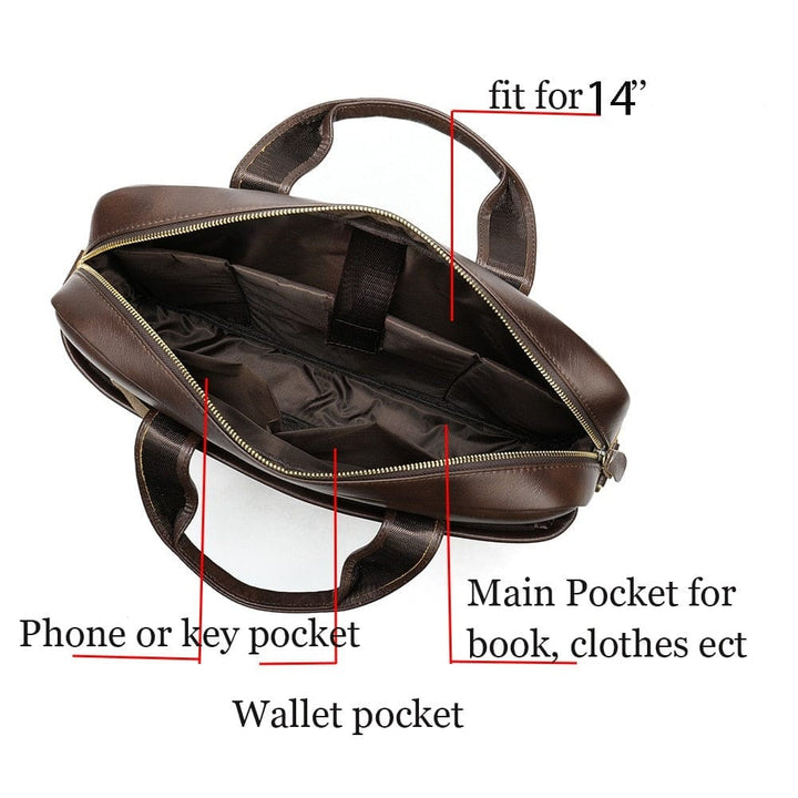 Vue intérieure du sac bandoulière homme, cuir vegan, compartiments pratiques