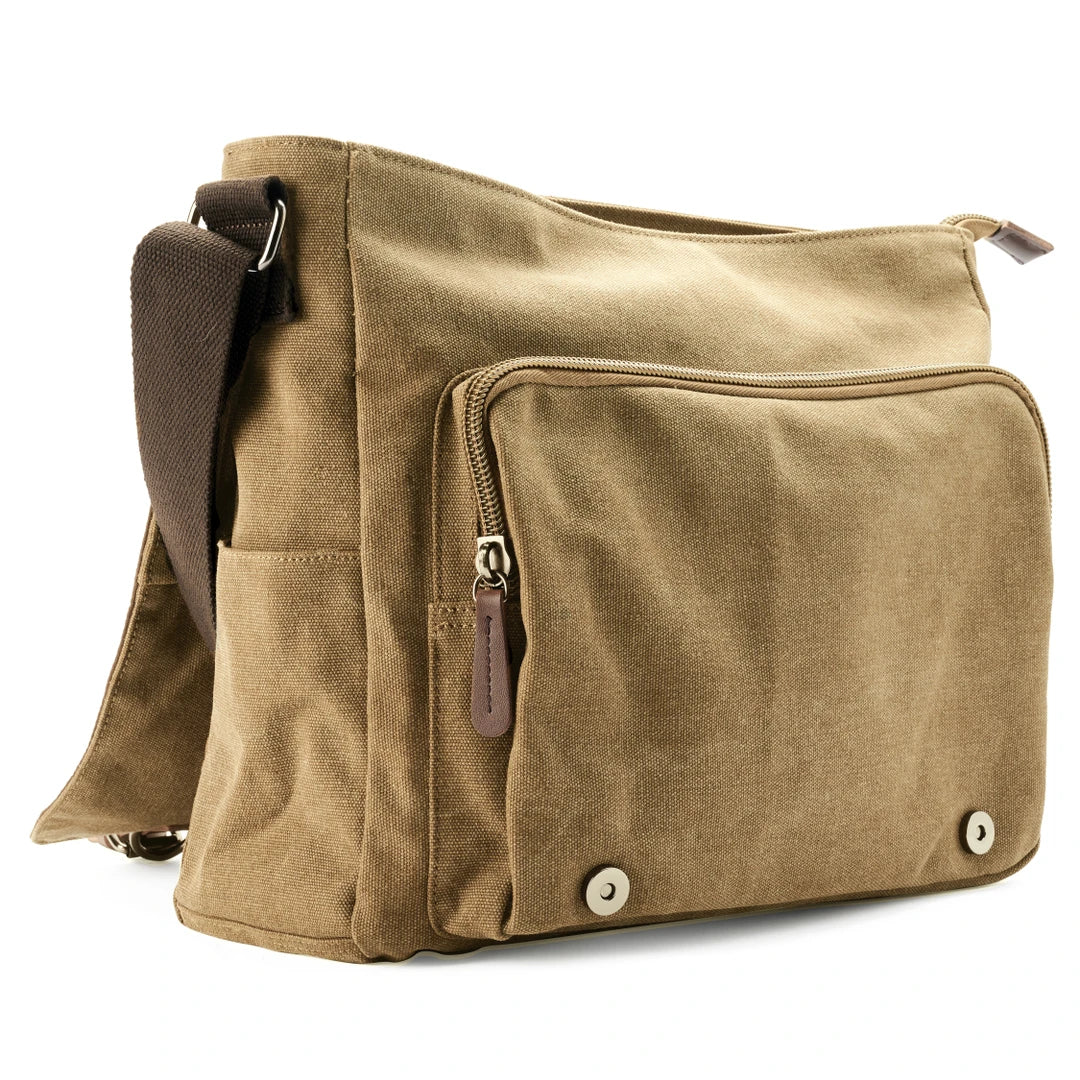 Sac messager homme multipoches pour une organisation facile et un accès rapide à vos essentiels en toile.
