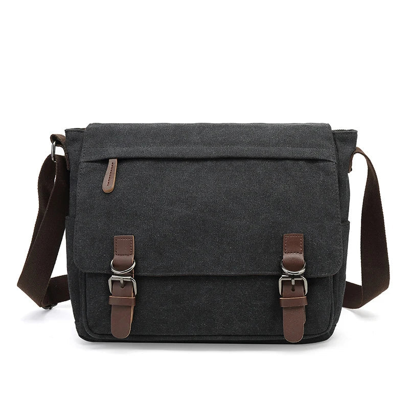 Sac bandoulière décontracté homme en toile robuste, parfait pour le quotidien et les loisirs urbains.