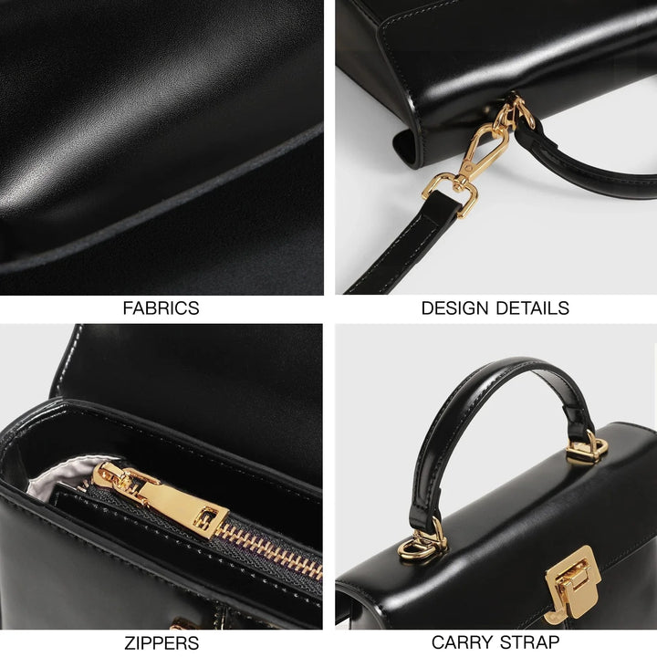 Sac à main femme en cuir marron foncé, bandoulière discrète et look intemporel, maroquinerie.