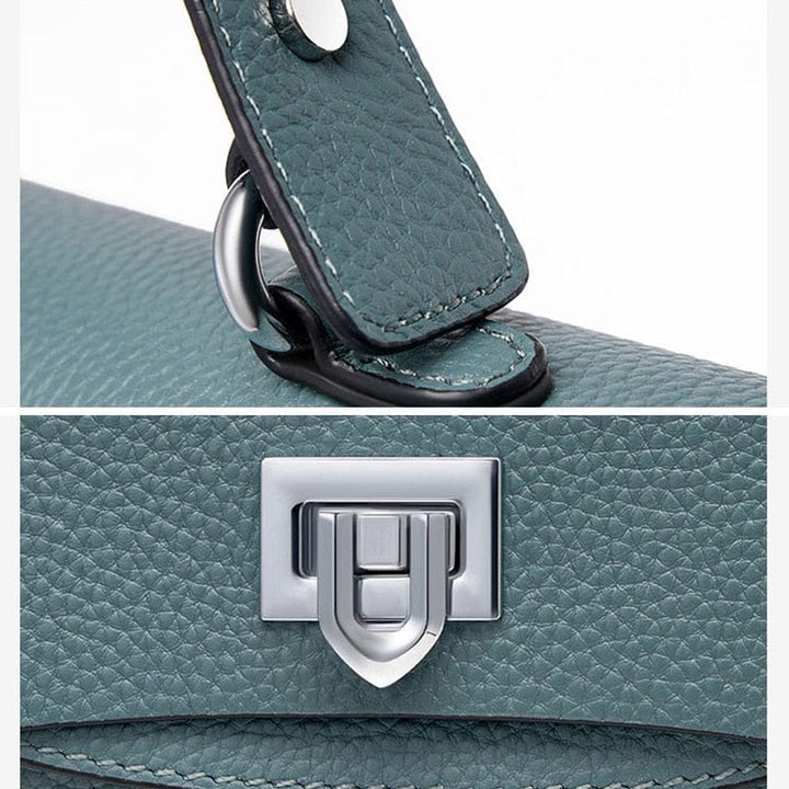 Sac bandoulière en cuir véritable bleu électrique, accessoire mode audacieux et élégant pour femme.