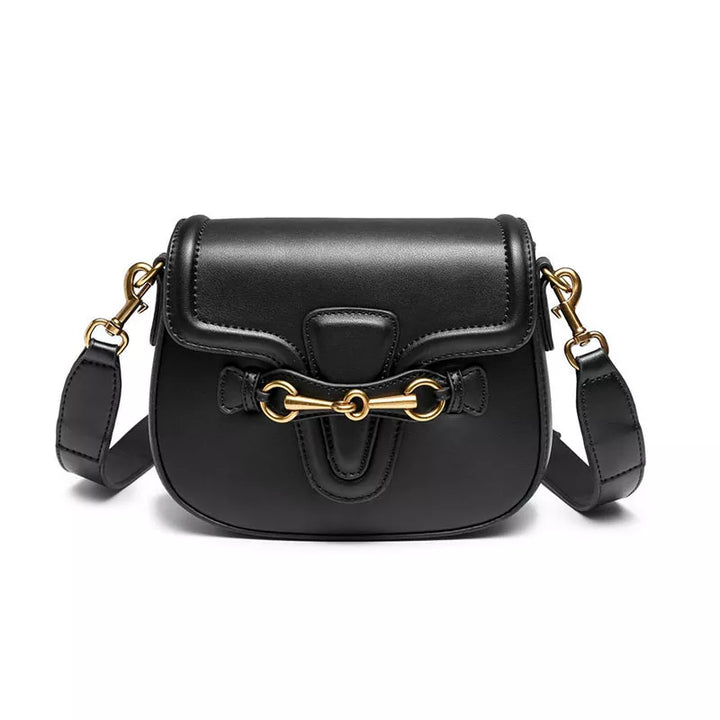 Sac bandoulière élégant en cuir synthétique noir, parfait pour les femmes. Idéal pour une sortie ou soirée.