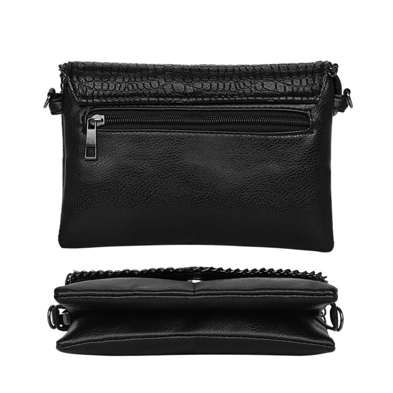 Sac épaule noir élégant en cuir végan effet croco, idéal pour femmes actives.
