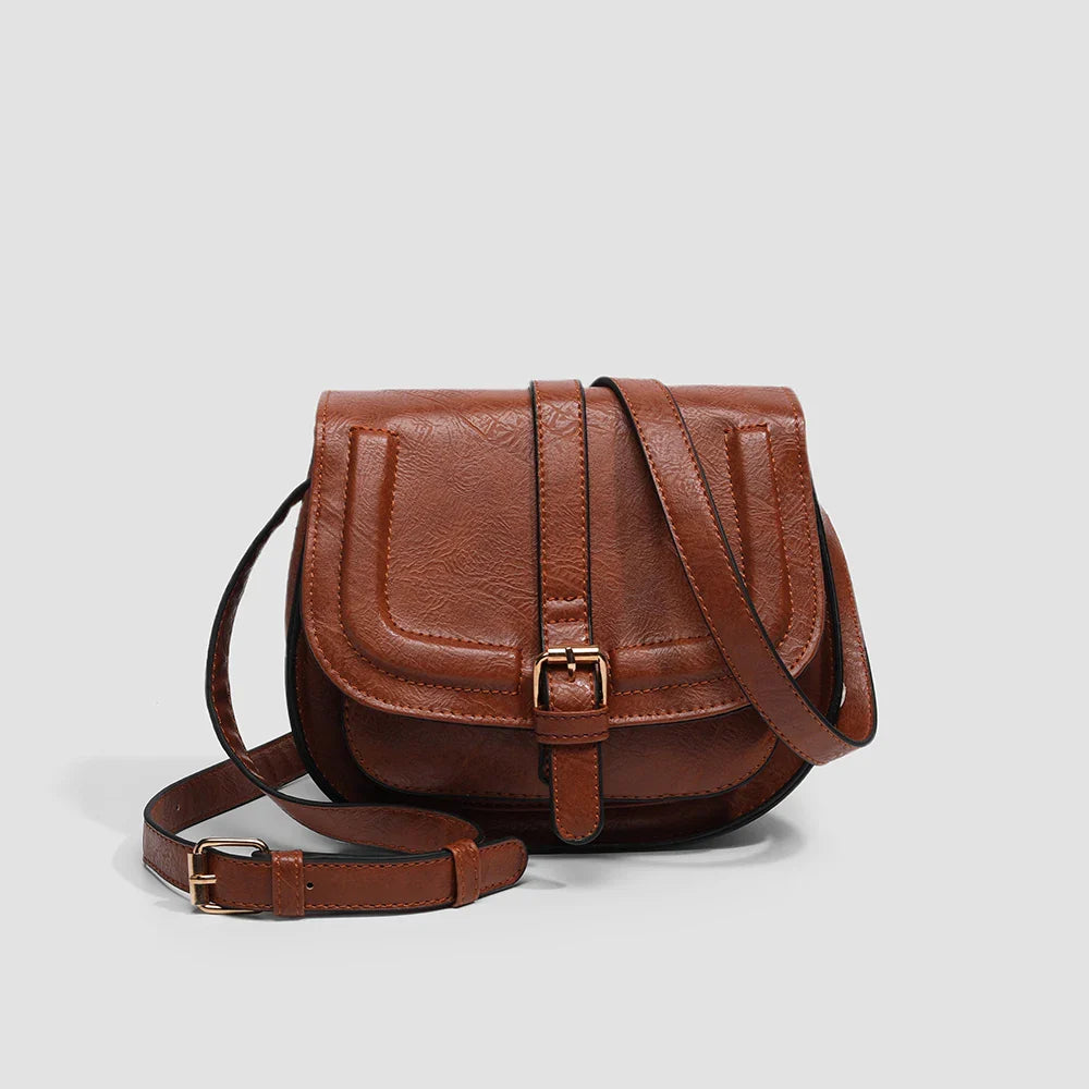 Sac à bandoulière marron chic en similicuir pour femme, style élégant et mode