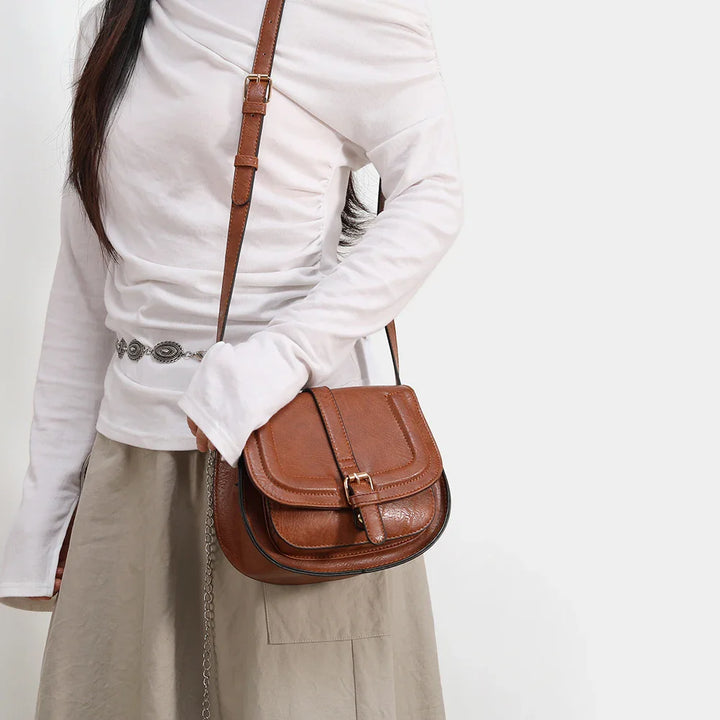 Sac bandoulière femme marron avec bandoulière ajustable, accessoire de mode