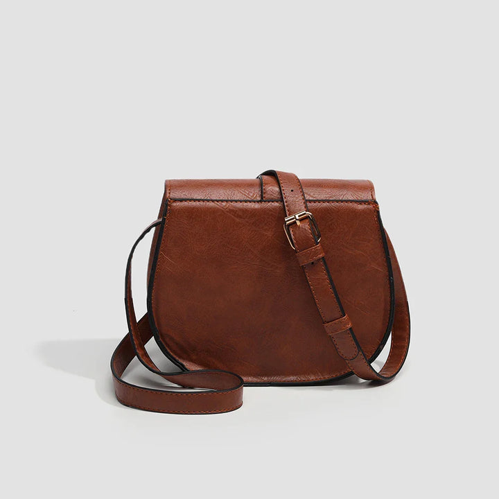 Sac bandoulière marron et chic en similicuir, avec fermeture éclair, mode femme