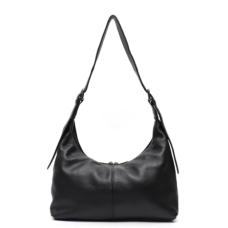 Sac bandoulière souple en cuir synthétique noir, idéal pour les sorties quotidiennes