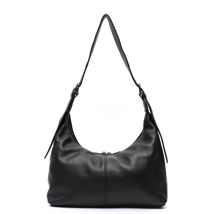 Sac bandoulière souple en cuir synthétique noir, idéal pour les sorties quotidiennes