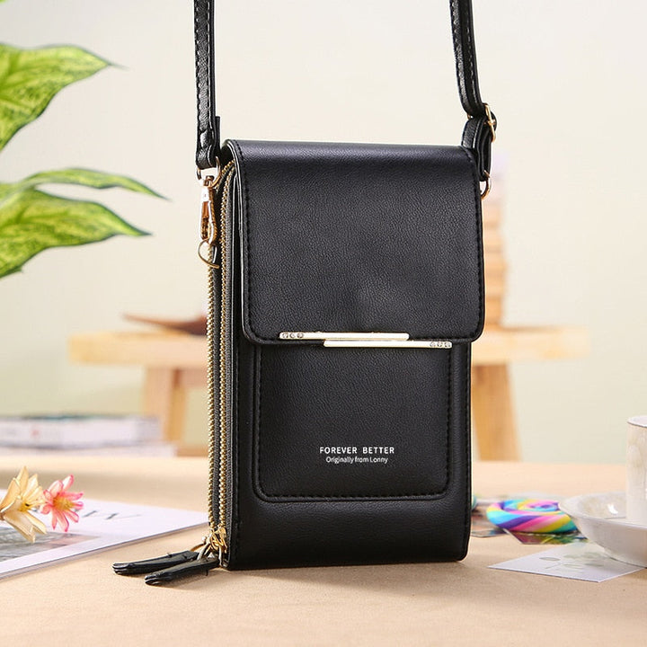 Sac compact pour femmes avec écran tactile, parfait pour garder votre téléphone à portée de main en toute élégance.