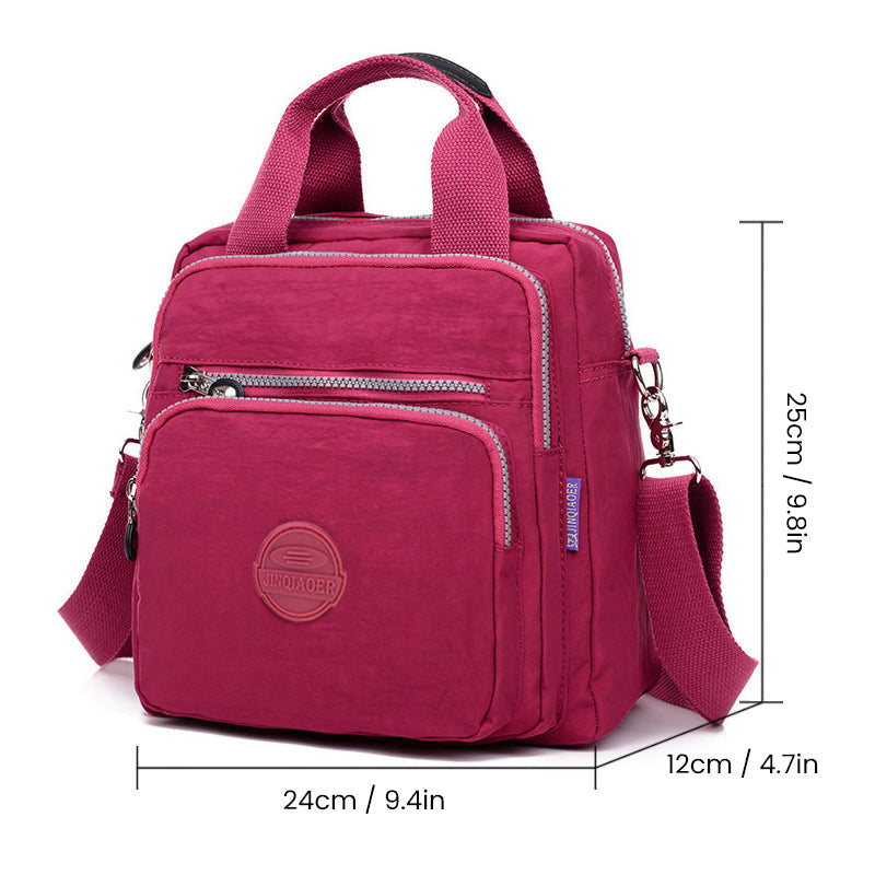 "Sac bandoulière femme imperméable 3-en-1, élégant, couleurs variées, design polyvalent, poches zippées, style chic."