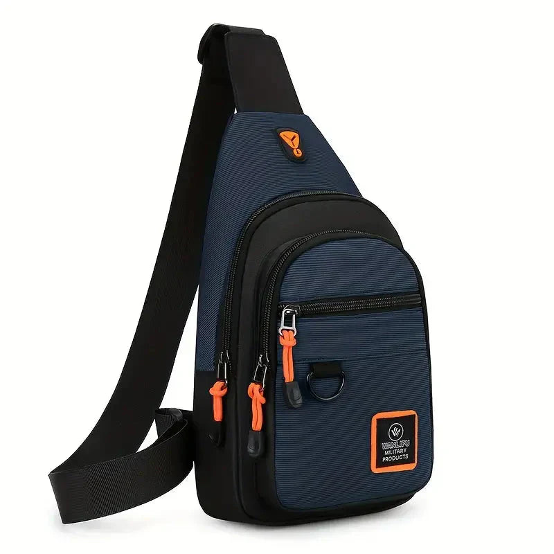 "Sac bandoulière homme moderne noir en nylon, pratique avec compartiments, bandoulière ajustable, idéal quotidien"