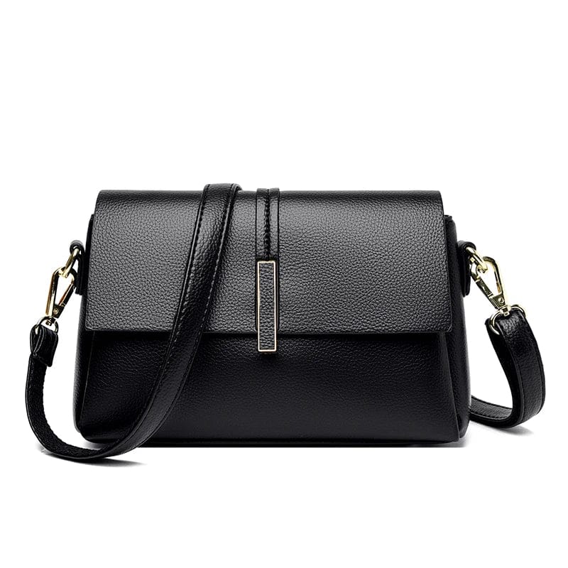 Sac besace femme Alice en cuir PU noir élégant avec bandoulière réglable.