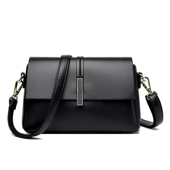 Sac besace femme Alice en cuir PU noir élégant avec bandoulière réglable.
