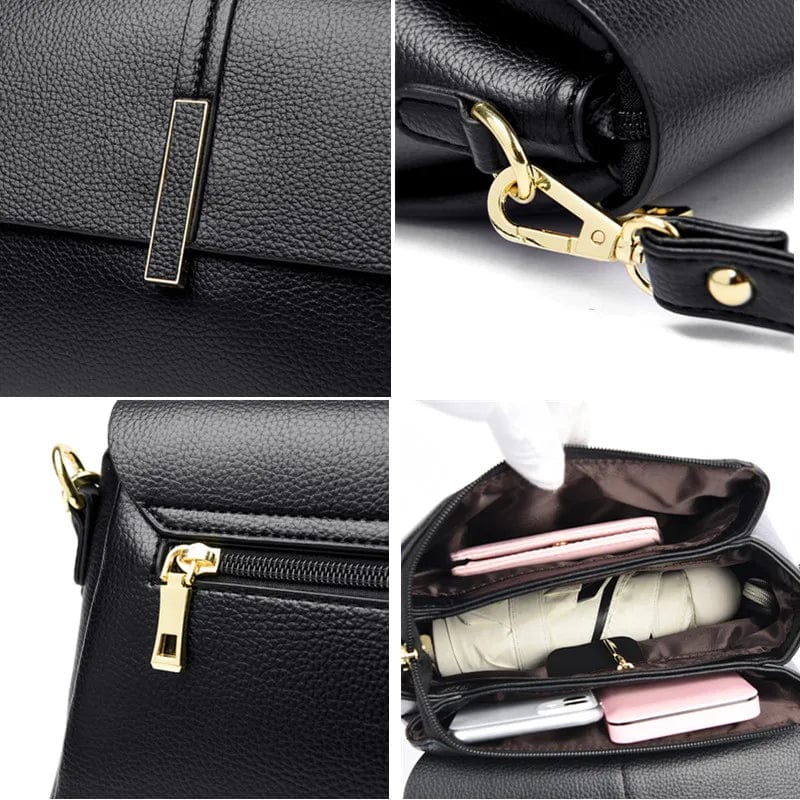 Sac à bandoulière Alice taupe en cuir PU, accessoire quotidien chic et pratique.