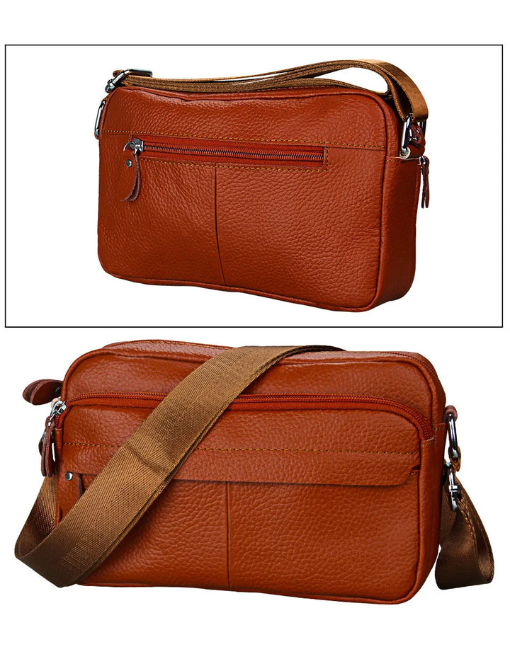 Sac à main besace femme en cuir synthétique marron. Style élégant pour le quotidien, avec organisation facile.