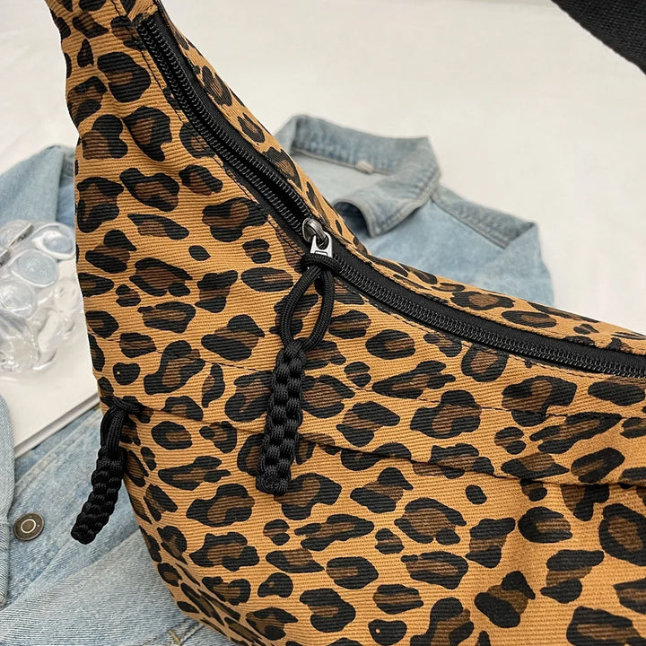 Sac bandoulière femme léopard marron/café, design tendance et chic pour le quotidien.