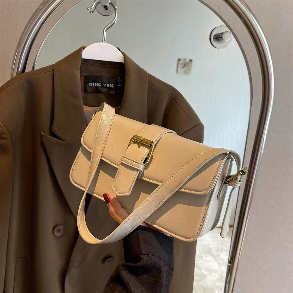 Sac besace élégant en cuir PU, couleur bordeaux, un classique intemporel pour femme