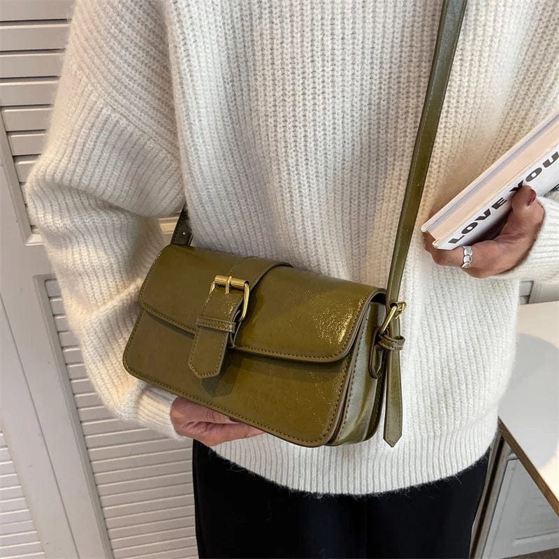 Sac bandoulière en cuir PU vert sapin, accessoire de mode pour femme