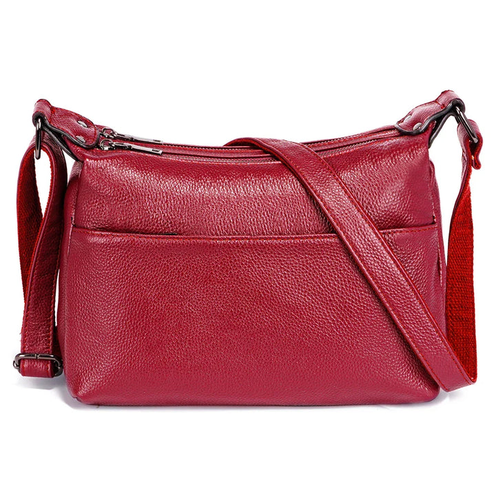 Vue de l'intérieur spacieux du sac besace élégant en cuir PU, compartiment pour essentiels quotidiens