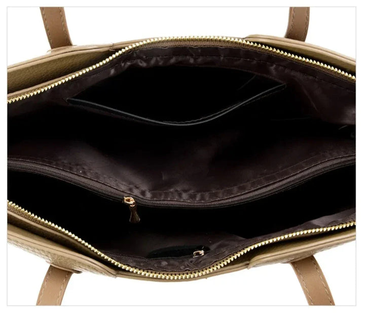 Accessoire mode femme : sac cabas chic en similicuir avec fermeture éclair, grande capacité et style rétro.