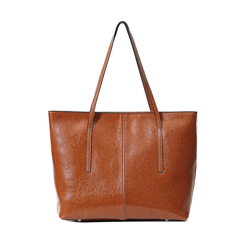 Sac de travail chic pour femme en cuir véritable, spacieux, pour ordinateur et documents de bureau.