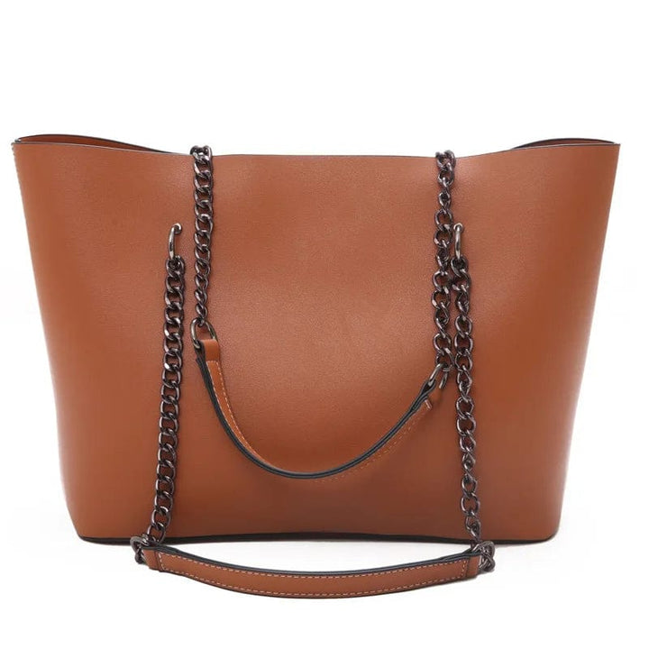 Sac cabas femme en cuir vegan marron, élégant et spacieux, parfait pour le quotidien ou le bureau