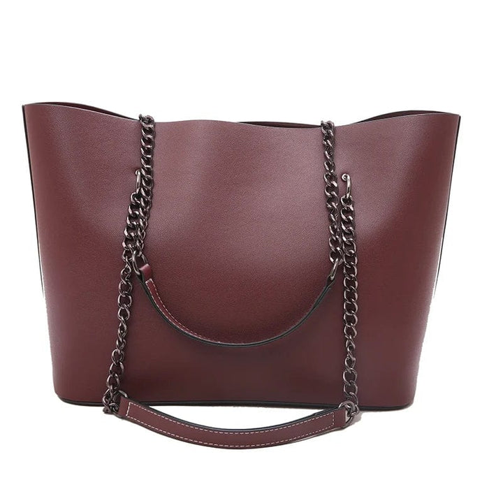 Sac cabas rouge foncé en cuir vegan, sac d'épaule femme sophistiqué, accessoire de mode polyvalent