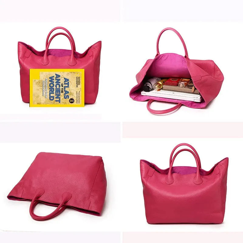 Sac élégant cabas en cuir camel, grande capacité pour transporter un ordinateur portable, style moderne et pratique.