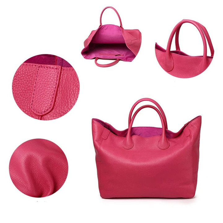 Sac fourre-tout femme en cuir véritable camel, grand format, alliant praticité et élégance pour toutes occasions.