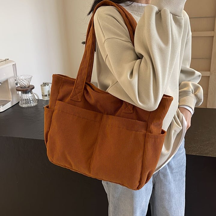 Sac femme élégant casual en velours côtelé, polyvalent pour toute occasion et sortie.